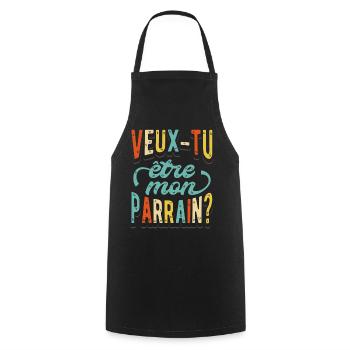 Veux Tu Etre Mon Parrain - Tablier de cuisine - noir - Devant - AI Model Male 185 dark (185cm)