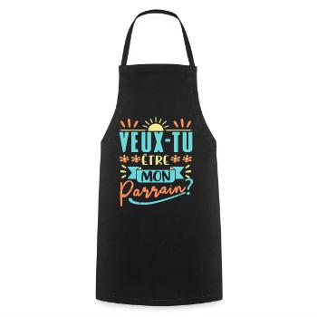 Veux Tu Etre Mon Parrain - Tablier de cuisine - noir - Devant - AI Model Male 185 dark (185cm)