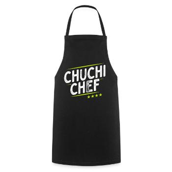 Küchenchef - Chuchi Chef - Schweizerdeutsch - Kochschürze - Schwarz - Vorne - AI Model Male 185 dark (185cm)