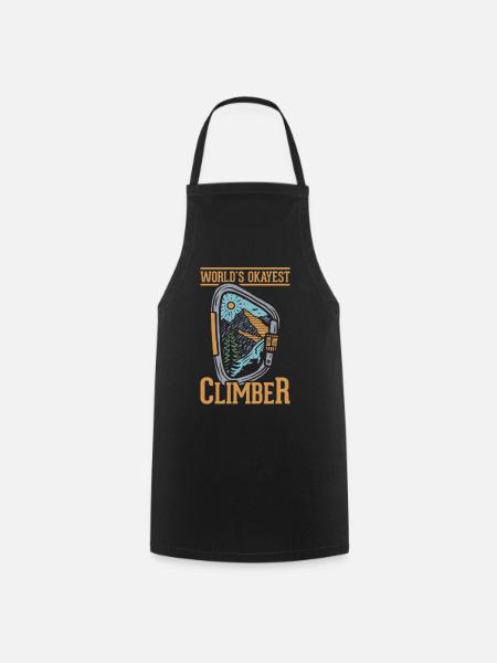 Rock Climbing Climber Carabiner - Cooking Apron - black
