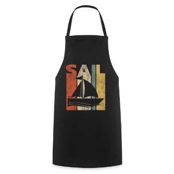 Sail Sailboat Vintage Retro - Tablier de cuisine - noir - Devant - AI Model Male 185 dark (185cm)