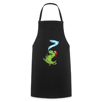 7ème anniversaire de dinosaures pompiers cadeau - Tablier de cuisine - noir - Devant - AI Model Male 185 dark (185cm)