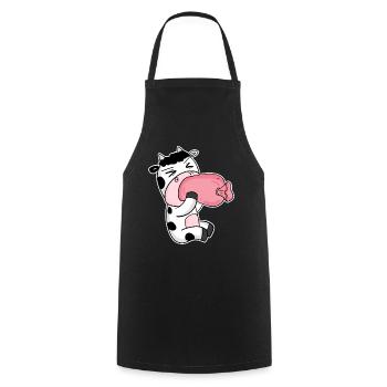 Cow Sausage Motif Funny - Cooking Apron - black - Front - AI Model Male 185 dark (185cm)