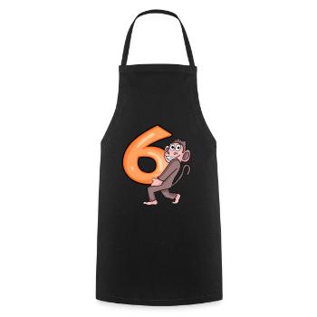 6. Birthday Monkey Boy 6 Years Gift - Cooking Apron - black - Front - AI Model Male 185 dark (185cm)