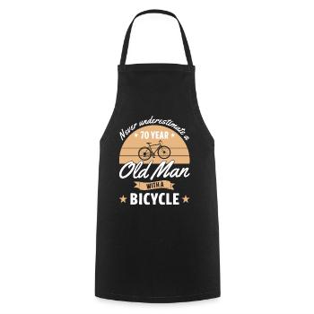 Never underestimate a 70 year old man with bicycle - Kochschürze - Schwarz - Vorne - AI Model Male 185 dark (185cm)