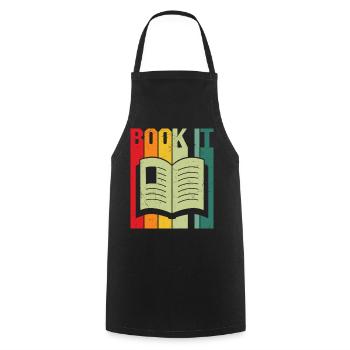 Book it reading book lover - Cooking Apron - black - Front - AI Model Male 185 dark (185cm)