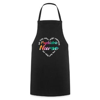 Cardiac Nurse Heart Word Cloud - Kochschürze - Schwarz - Vorne - AI Model Male 185 dark (185cm)