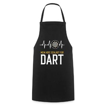 Dart Herzschlag - lustiger Spruch - Kochschürze - Schwarz - Vorne - AI Model Male 185 dark (185cm)