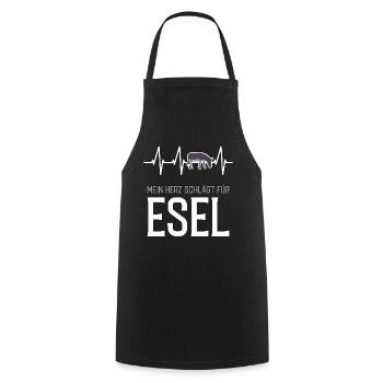Esel Herzschlag - lustiger Spruch - Kochschürze - Schwarz - Vorne - AI Model Male 185 dark (185cm)