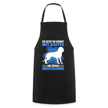 Deutscher Wachtelhund Kaffee Jagdhund Spruch - Kochschürze - Schwarz - Vorne - AI Model Male 185 dark (185cm)