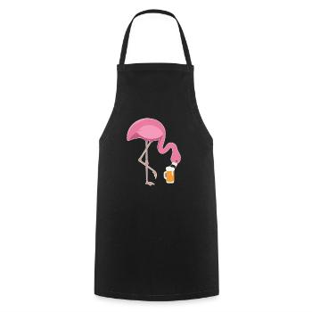 Flamingo Boire Bière Rose Flamant rose - Tablier de cuisine - noir - Devant - AI Model Male 185 dark (185cm)