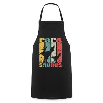 Papasaurus dinosaure dino jumeaux Papa Saurus - Tablier de cuisine - noir - Devant - AI Model Male 185 dark (185cm)
