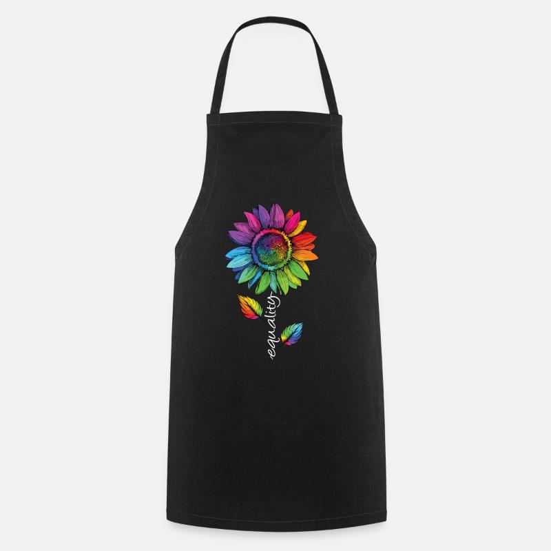 Equality LGBTQ Regenbogen Sonnenblume Blume CSD - Kochschürze - Schwarz