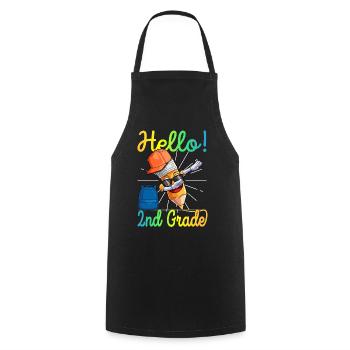 2nd Grade Second Grader Elementary School Pencil - Cooking Apron - black - Front - AI Model Male 185 dark (185cm)