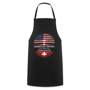 American Grown with Swiss Roots USA Flag - Kochschürze - Schwarz - Vorne - AI Model Male 185 dark (185cm)