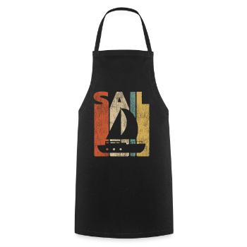 Sail Sailboat Vintage Retro - Tablier de cuisine - noir - Devant - AI Model Male 185 dark (185cm)