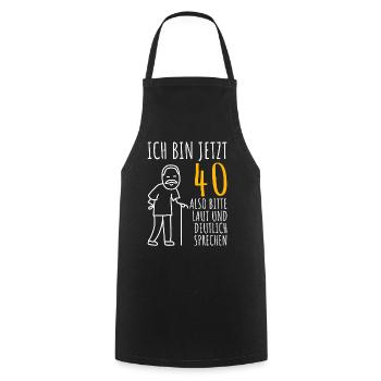 40. Geburtstag 40er 40ter Ich bin jetzt 40 Jahre - Kochschürze - Schwarz - Vorne - AI Model Male 185 dark (185cm)