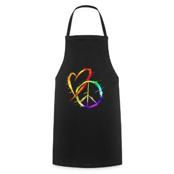 Love and Peace Colorful Human LGBTQ - Cooking Apron - black - Front - AI Model Male 185 dark (185cm)