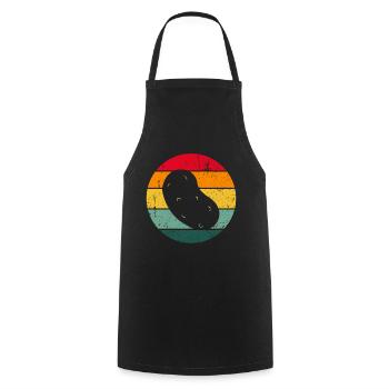 Vintage Retro Potato Funny Gift Idea - Cooking Apron - black - Front - AI Model Male 185 dark (185cm)