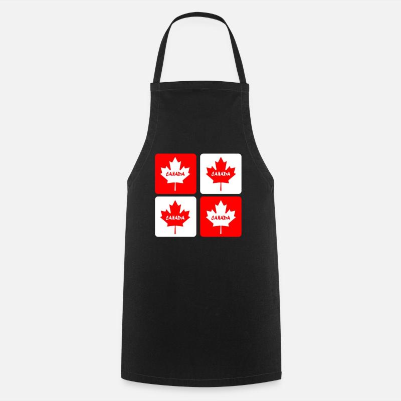 Drapeaux en feuille d'érable du Canada - Tablier de cuisine - noir