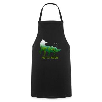 Protect Nature Fox Environmental Protection Animal Welfare - Cooking Apron - black - Front - AI Model Male 185 dark (185cm)
