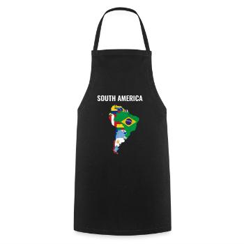 south america map, south america apparel - Cooking Apron - black - Front - AI Model Male 185 dark (185cm)