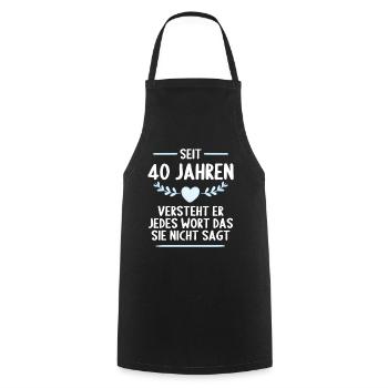 40 Jahre verheirtatet 40. Hochzeitstag - Kochschürze - Schwarz - Vorne - AI Model Male 185 dark (185cm)