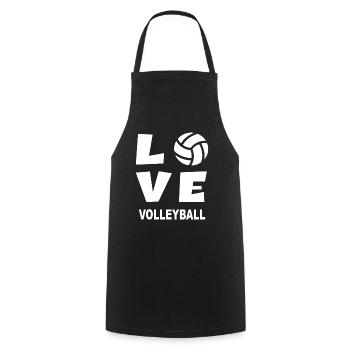 LOVE Volleyball - Volleyballer Beach Volleyball - Kochschürze - Schwarz - Vorne - AI Model Male 185 dark (185cm)