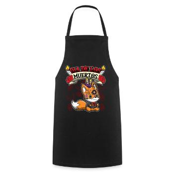 Dia De Los Muertos Animals Fox - Kochschürze - Schwarz - Vorne - AI Model Male 185 dark (185cm)