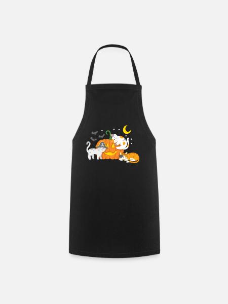 Halloween Katzen Kürbis - Kochschürze - Schwarz