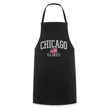 Chicago Flag Arc Emblem - Kochschürze - Schwarz - Vorne - AI Model Male 185 dark (185cm)