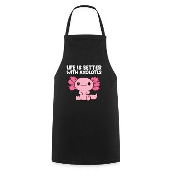Life Is Better With Axolotls - Cooking Apron - black - Front - AI Model Male 185 dark (185cm)