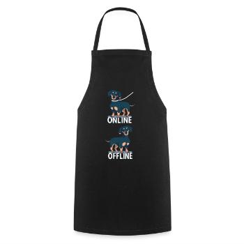 Dachshund with leash and funny dog saying - Cooking Apron - black - Front - AI Model Male 185 dark (185cm)