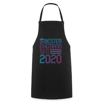 Bester Ehemann seit 2020 1. Hochzeitstag - Kochschürze - Schwarz - Vorne - AI Model Male 185 dark (185cm)