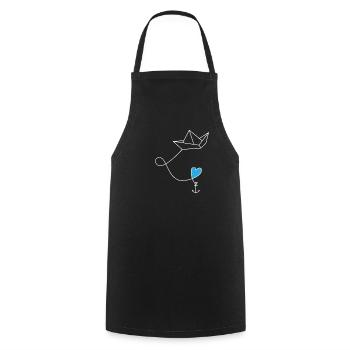Bateau en papier avec ancre dans la mer - Tablier de cuisine - noir - Devant - AI Model Male 185 dark (185cm)
