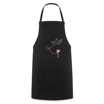 Bateau en papier avec ancre dans la mer - Tablier de cuisine - noir - Devant - AI Model Male 185 dark (185cm)