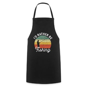 I'd rather be fishing | Vintage Angler Gift - Cooking Apron - black - Front - AI Model Male 185 dark (185cm)