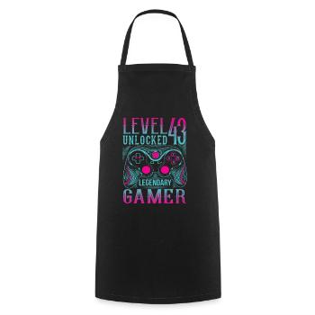 43rd Birthday Level 43 Gamer Gaming Gaming - Cooking Apron - black - Front - AI Model Male 185 dark (185cm)