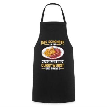 Currywurst - Kochschürze - Schwarz - Vorne - AI Model Male 185 dark (185cm)