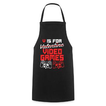 V Is For Valentine Video Games - Saint Valentin - Tablier de cuisine - noir - Devant - AI Model Male 185 dark (185cm)