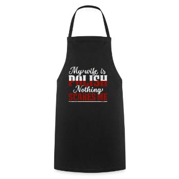 Polish Flag Polska My Wife Is Polish - Cooking Apron - black - Front - AI Model Male 185 dark (185cm)