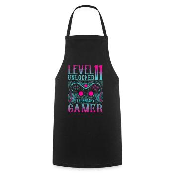 11. Geburtstag Level 11 Gamer Gaming Zocken - Kochschürze - Schwarz - Vorne - AI Model Male 185 dark (185cm)