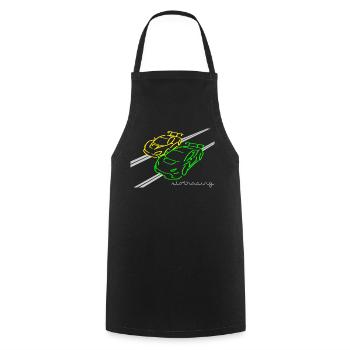 Slotracing 2 cars yellow green - Kochschürze - Schwarz - Vorne - AI Model Male 185 dark (185cm)