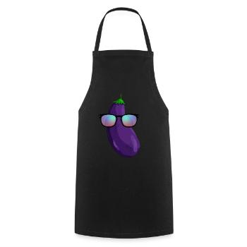 Aubergine Mit Sonnenbrille - Kochschürze - Schwarz - Vorne - AI Model Male 185 dark (185cm)