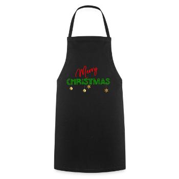 Joyeux Noël : Lettres vertes texturées - Tablier de cuisine - noir - Devant - AI Model Male 185 dark (185cm)