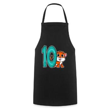 10 Jahre alt - 10. Geburtstag - Kindergeburtstag - Kochschürze - Schwarz - Vorne - AI Model Male 185 dark (185cm)