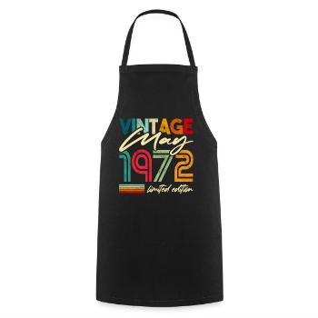 Vintage born May 1972 Birthday Year 1972 - Cooking Apron - black - Front - AI Model Male 185 dark (185cm)