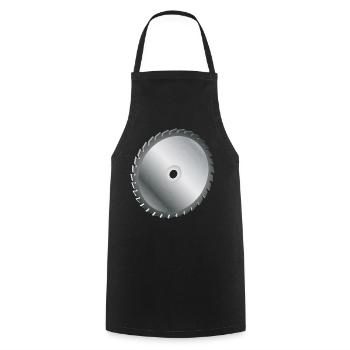 einzelnes Kreissägeblatt Metallfarben - Kochschürze - Schwarz - Vorne - AI Model Male 185 dark (185cm)