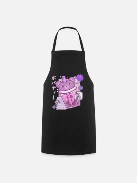 Bär Boba Tea Kawaii Lila - Kochschürze - Schwarz