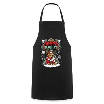 Happy Yule Viking Christmas Deer Stag - Cooking Apron - black - Front - AI Model Male 185 dark (185cm)